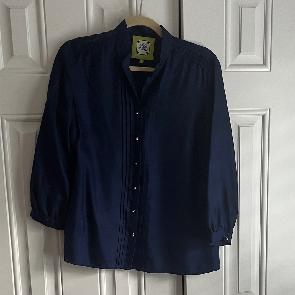 Elizabeth McKay Deep Navy Satin Shirt